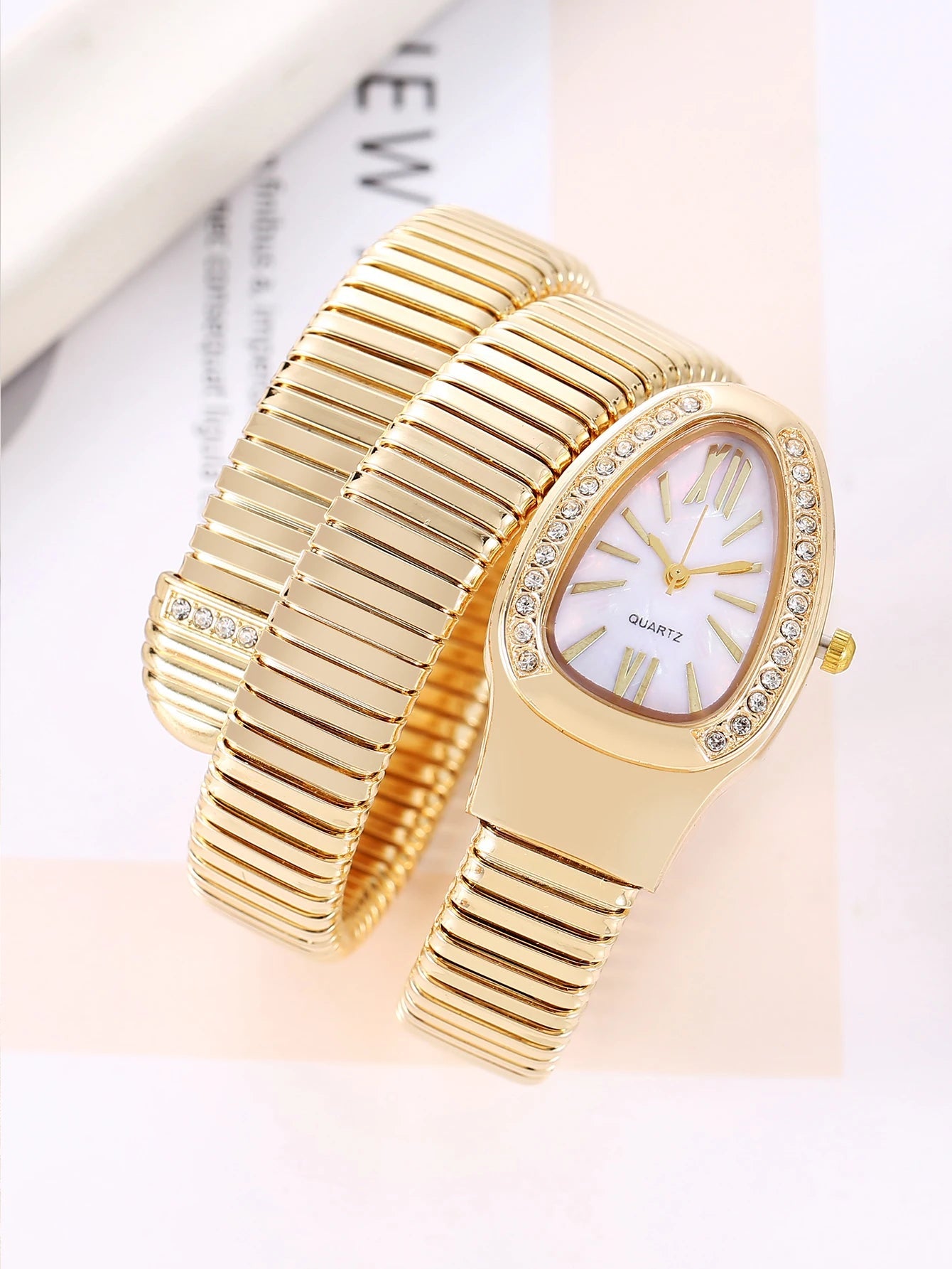 1 piece diamond studded elastic winding snake shaped exquisite wristwatch - The Shack