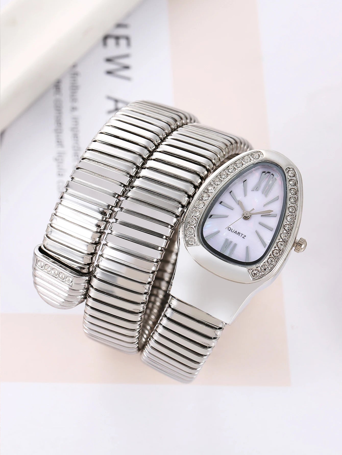 1 piece diamond studded elastic winding snake shaped exquisite wristwatch - The Shack