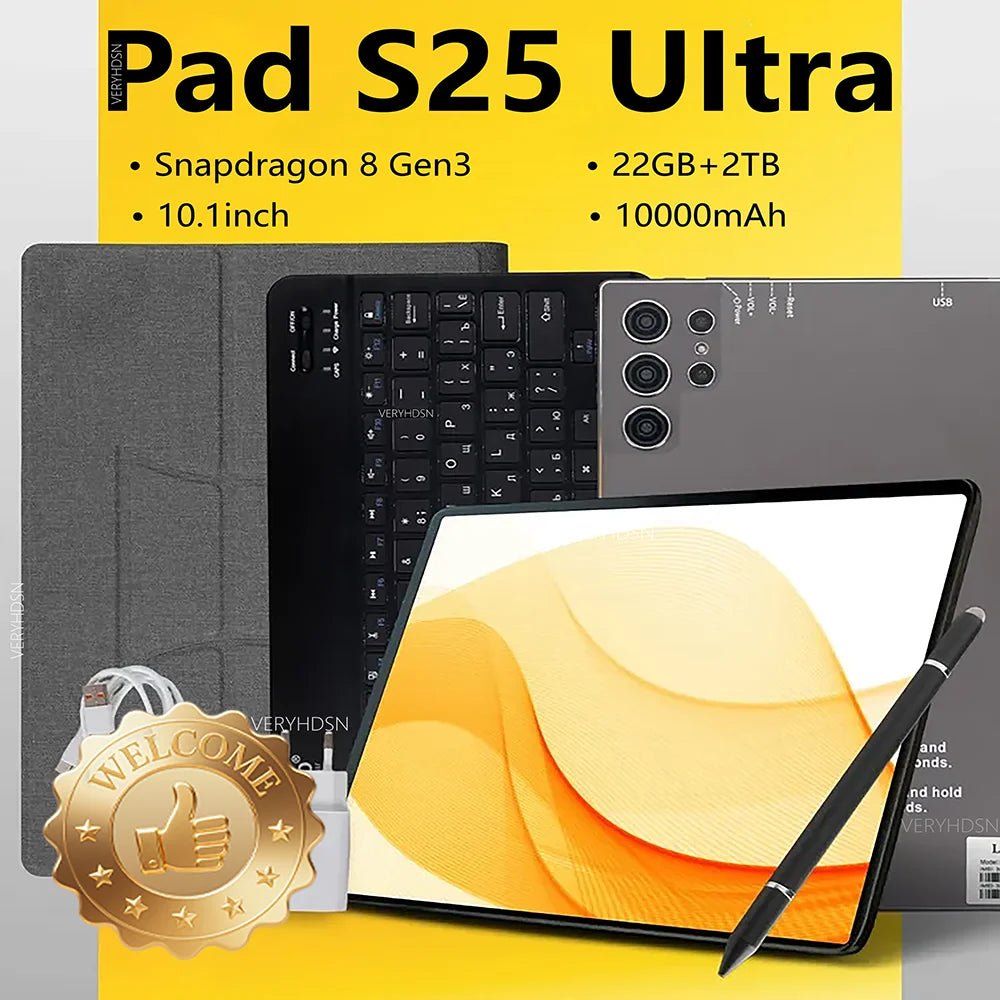 2025 Original S25 UItra Tablet Android 15 Tablette 10.1inch Tablet PC 22GB+2T 5G Dual SIM Card 10000mAh Snapdragon 8 Gen3 Tab - The Shack