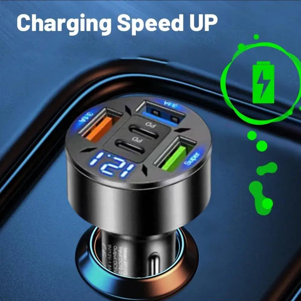 250W 5 Ports Car Charger Fast Charging PD QC3.0 USB C Car Phone Charger Type C Adapter In Car For IPhone - The Shack