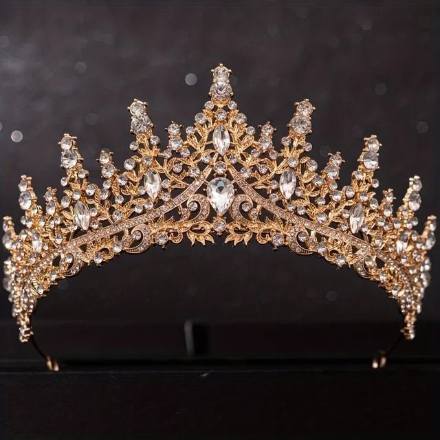 3 Pcs Luxury Silver Color Crystal Water Drop Bridal Jewelry Set Rhinestone Tiara Crown Necklace Earring Set Bridal Wedding Jewel - The Shack