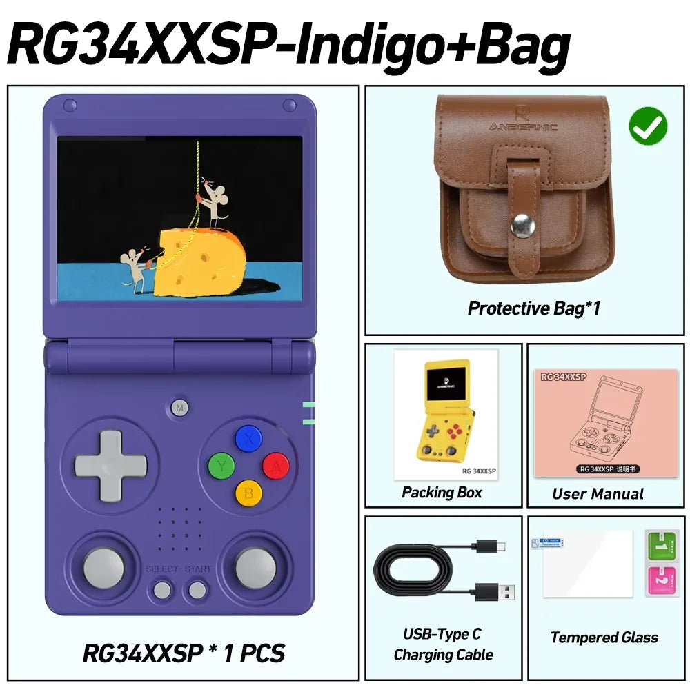 Anbernic RG34XXSP Flip Handheld Game Console RG34XXSP 3.4 - inch IPS Screen Linux 64 - bit Retro Video Gaming Player 256G PSP Games - The Shack