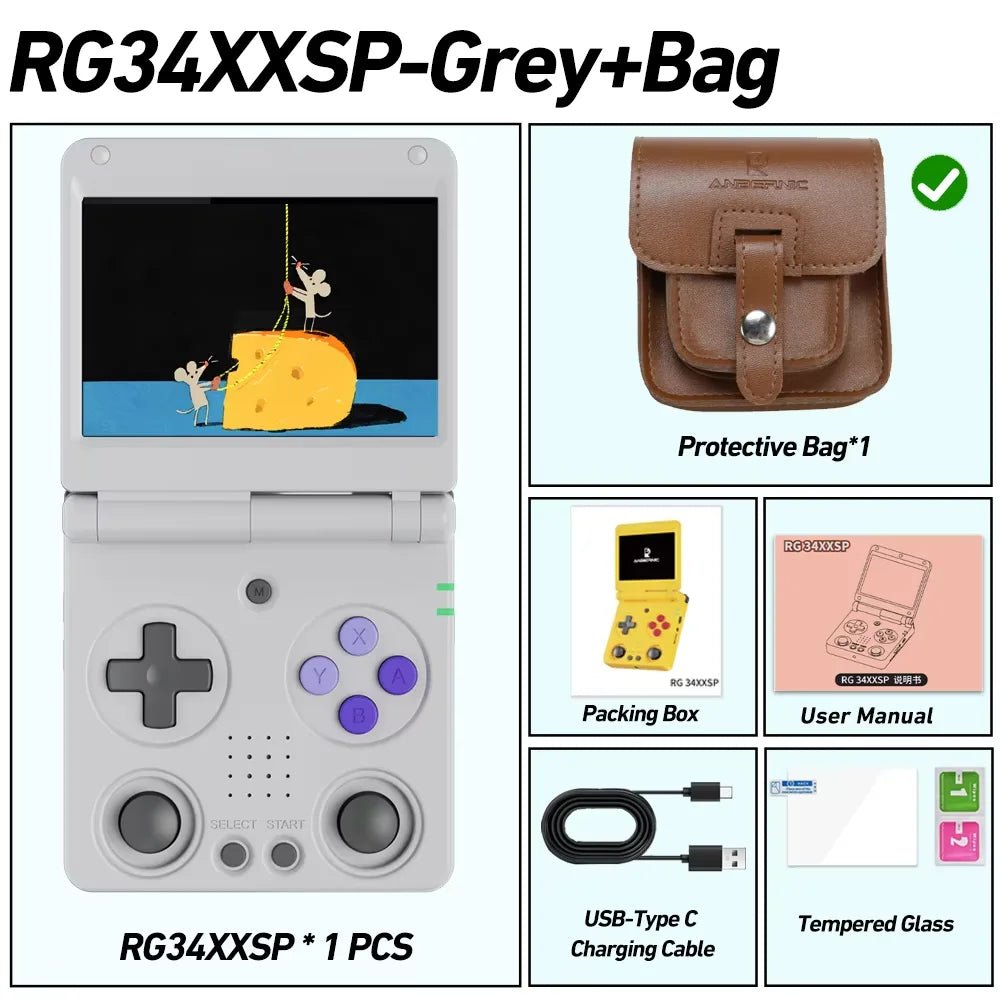 Anbernic RG34XXSP Flip Handheld Game Console RG34XXSP 3.4 - inch IPS Screen Linux 64 - bit Retro Video Gaming Player 256G PSP Games - The Shack