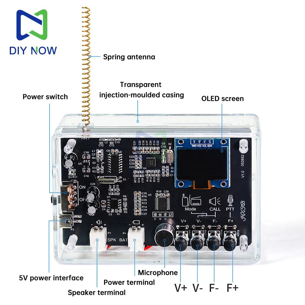 Electronics Kit FM Radio DIY Kit Smart Wireless Walkie - Talkie Radio Electronics Assembly and Soldering Practice DIY Kit - The Shack