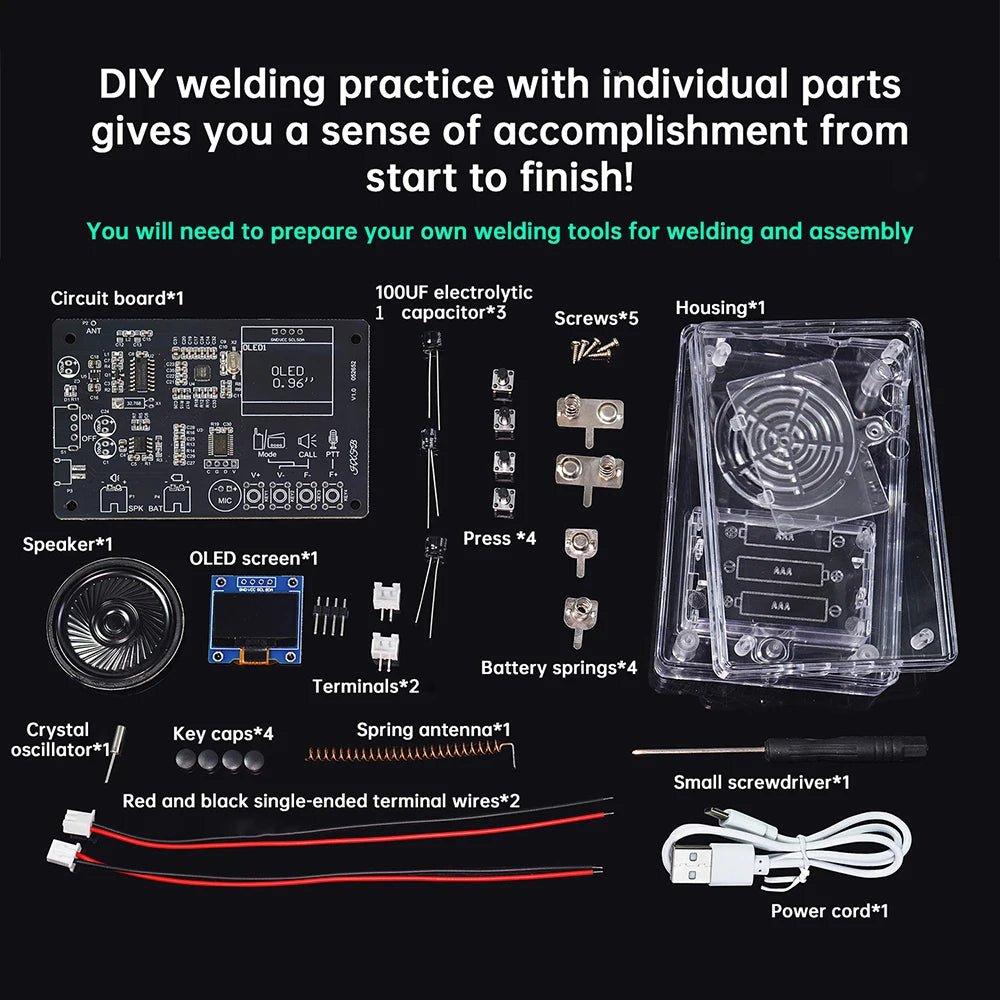 Electronics Kit FM Radio DIY Kit Smart Wireless Walkie - Talkie Radio Electronics Assembly and Soldering Practice DIY Kit - The Shack