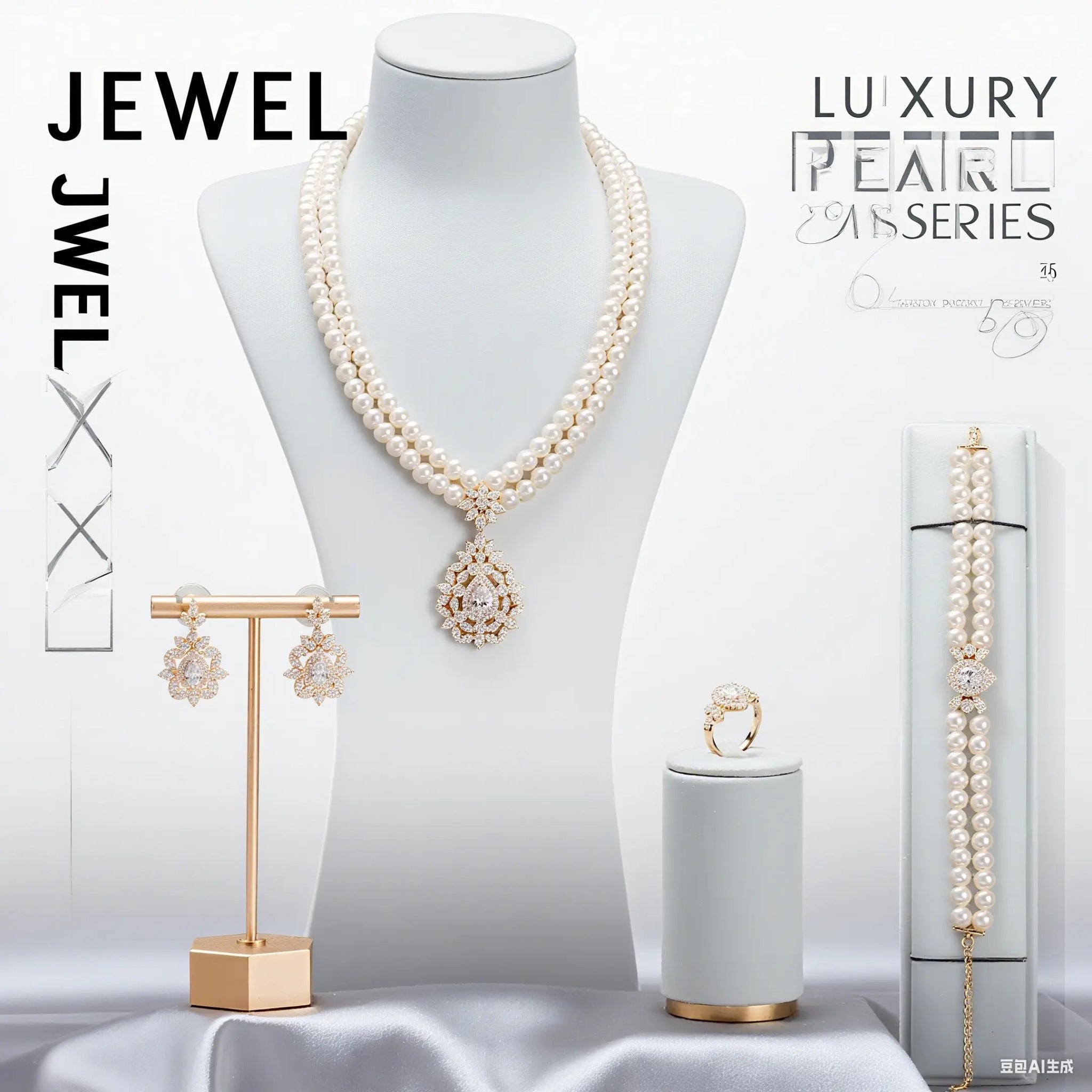 Jewel Sparkling Zircon & Jewelry Set in 18K Gold | Matching Necklace, Earrings & Ring - Luxury Accessory for Galas/Weddings/Gift - The Shack