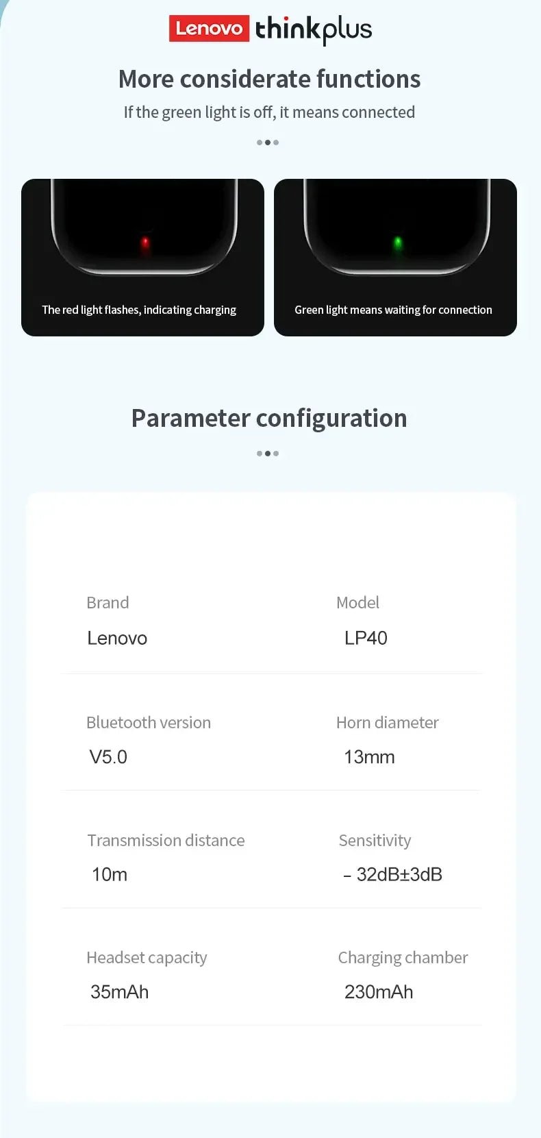 New LP40 NEW Bluetooth V5.0 Earphones Anti - sweat Lightweight Headphones Compatible With Smart Phone Laptop Computer Earbuds - The Shack