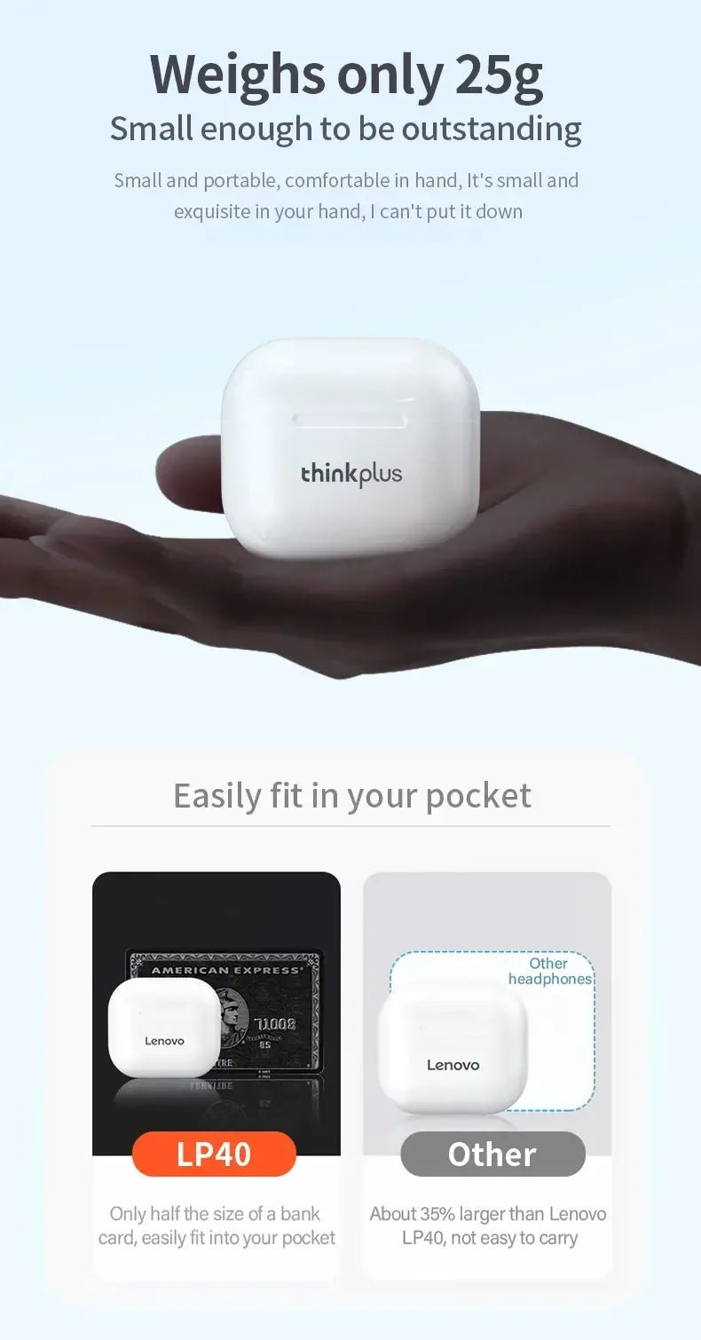 New LP40 NEW Bluetooth V5.0 Earphones Anti - sweat Lightweight Headphones Compatible With Smart Phone Laptop Computer Earbuds - The Shack