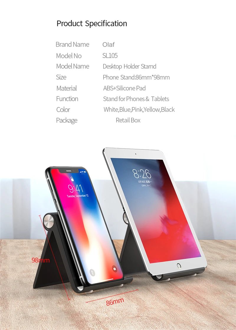 Phone Holder Stand Mobile Smartphone Support Tablet Stand for iPhone 14 13 Desk Cell Phone Holder Stand Portable Mobile Holder - The Shack