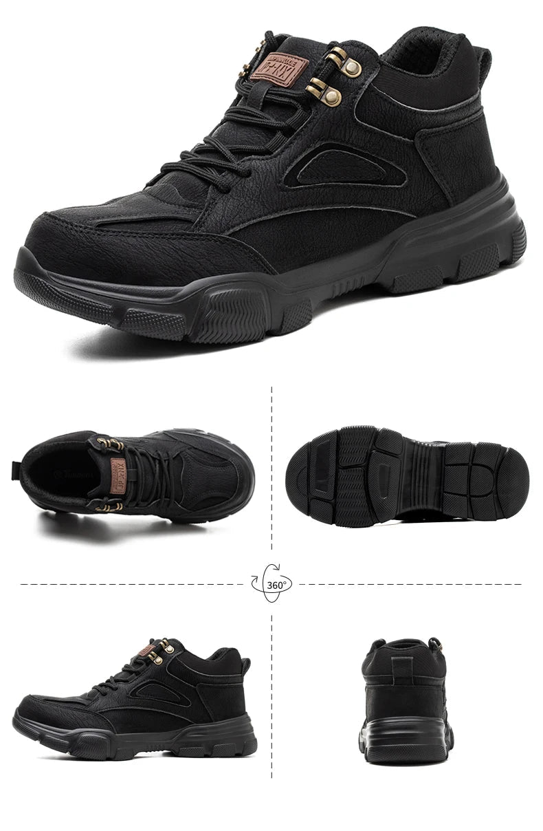 Safety Shoes Men Steel Toe Work Shoes Anti - smash Anti - puncture Indestructible Shoes Protective Boots Tactical Boots - The Shack