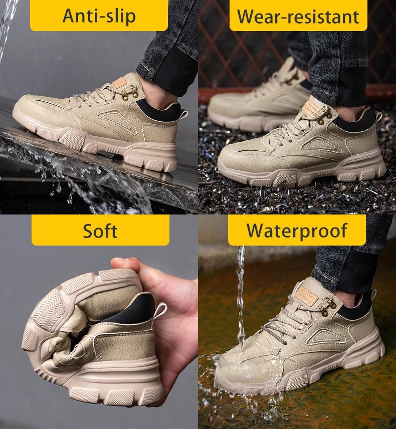 Safety Shoes Men Steel Toe Work Shoes Anti - smash Anti - puncture Indestructible Shoes Protective Boots Tactical Boots - The Shack