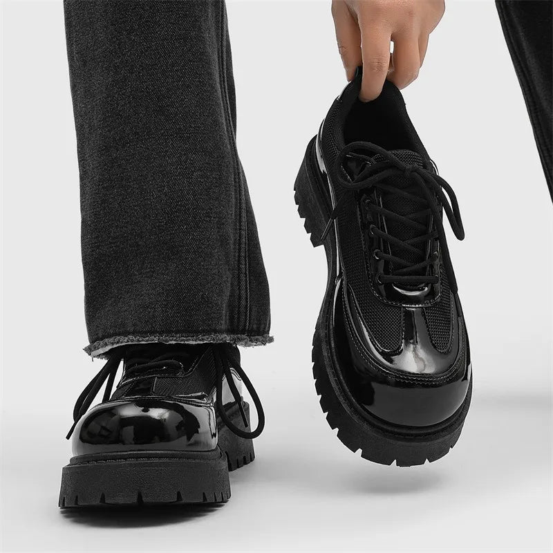 Shoes for Men High Quality Trend Casual Shoes Men Leather Original British Thick Sole Comfort Derby Shoes Sneaker Zapatos Hombre - The Shack