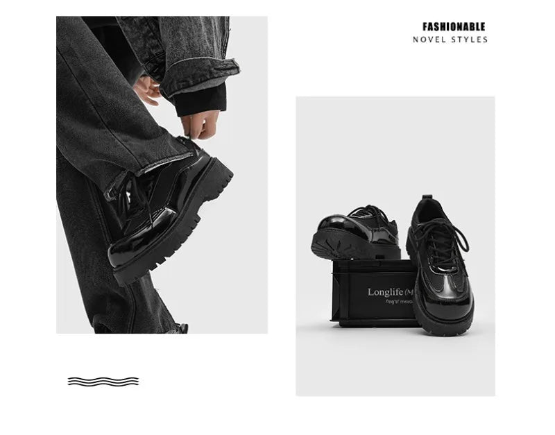 Shoes for Men High Quality Trend Casual Shoes Men Leather Original British Thick Sole Comfort Derby Shoes Sneaker Zapatos Hombre - The Shack