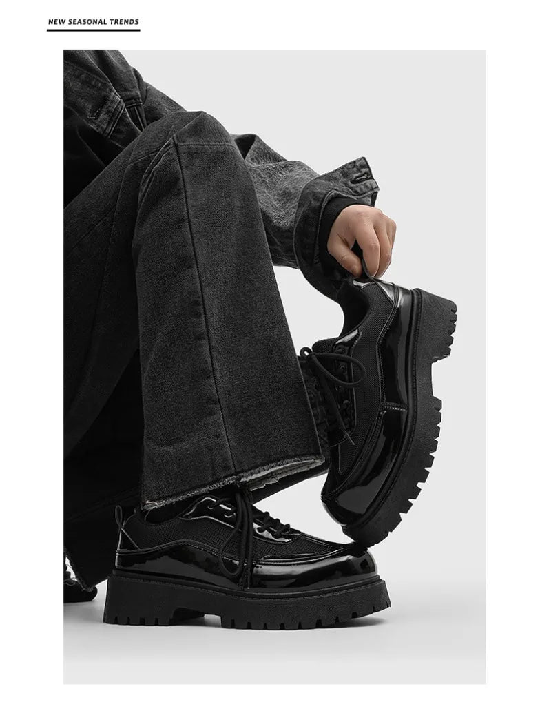 Shoes for Men High Quality Trend Casual Shoes Men Leather Original British Thick Sole Comfort Derby Shoes Sneaker Zapatos Hombre - The Shack