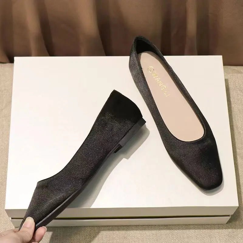 Shoes For Women Low Heel Elegant Office Slip - onSquare Toe Woman Flats 2025 Summer Chic Novelties Offer High Quality Fashion - The Shack