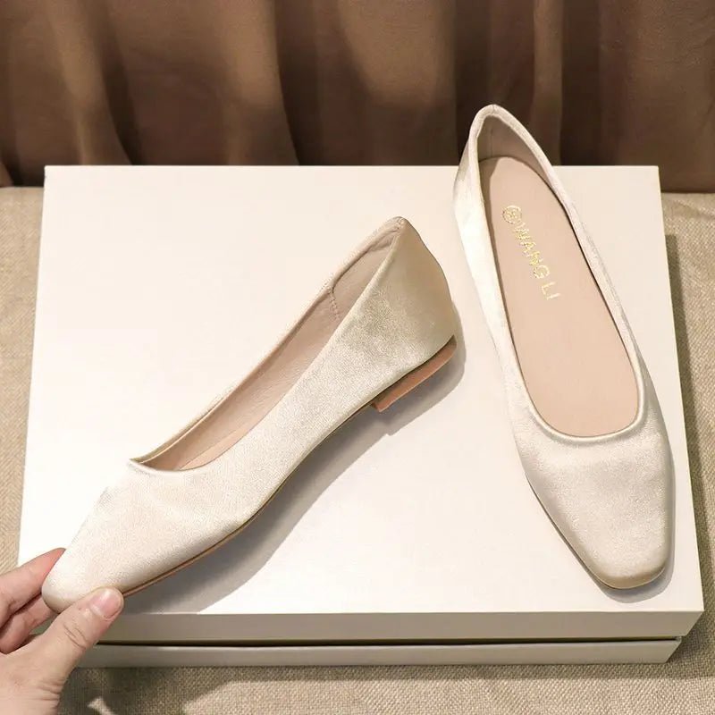 Shoes For Women Low Heel Elegant Office Slip - onSquare Toe Woman Flats 2025 Summer Chic Novelties Offer High Quality Fashion - The Shack