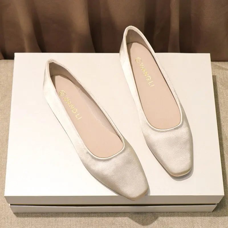 Shoes For Women Low Heel Elegant Office Slip - onSquare Toe Woman Flats 2025 Summer Chic Novelties Offer High Quality Fashion - The Shack
