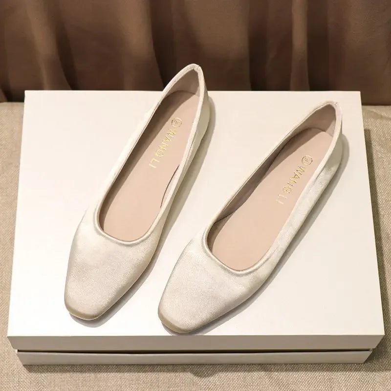 Shoes For Women Low Heel Elegant Office Slip - onSquare Toe Woman Flats 2025 Summer Chic Novelties Offer High Quality Fashion - The Shack