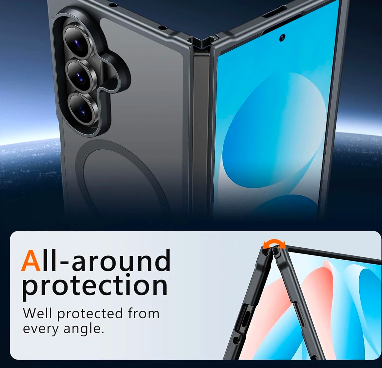 UYUXIO Magnetic Wireless Charging Mobile Phone Case for Samsung Galaxy Z Fold 7 Cases Slim Rugged Translucent Cover with Magnet - The Shack