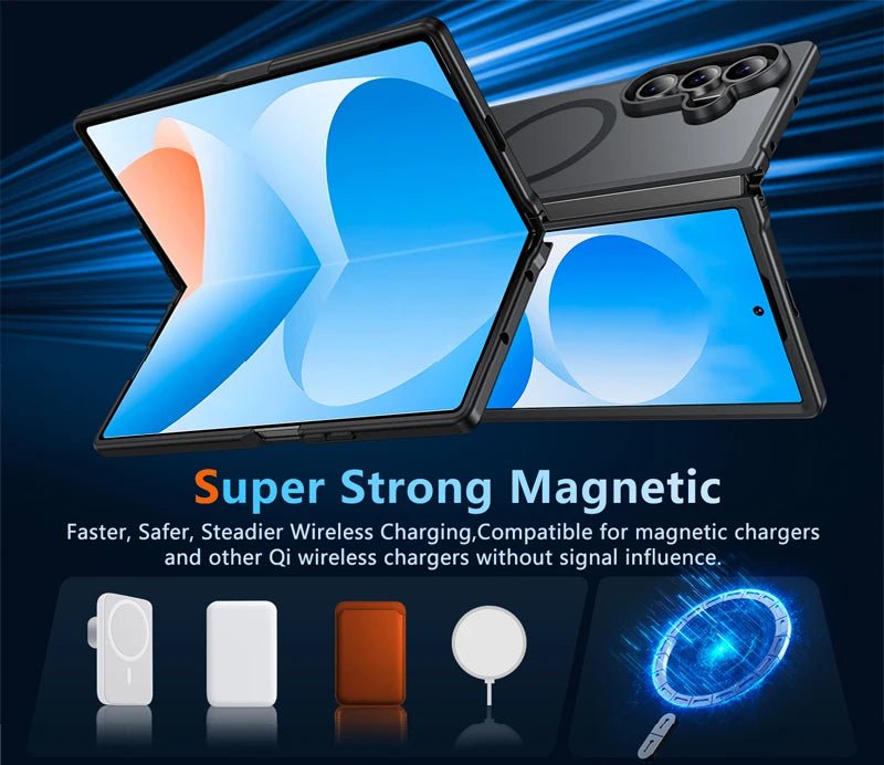 UYUXIO Magnetic Wireless Charging Mobile Phone Case for Samsung Galaxy Z Fold 7 Cases Slim Rugged Translucent Cover with Magnet - The Shack