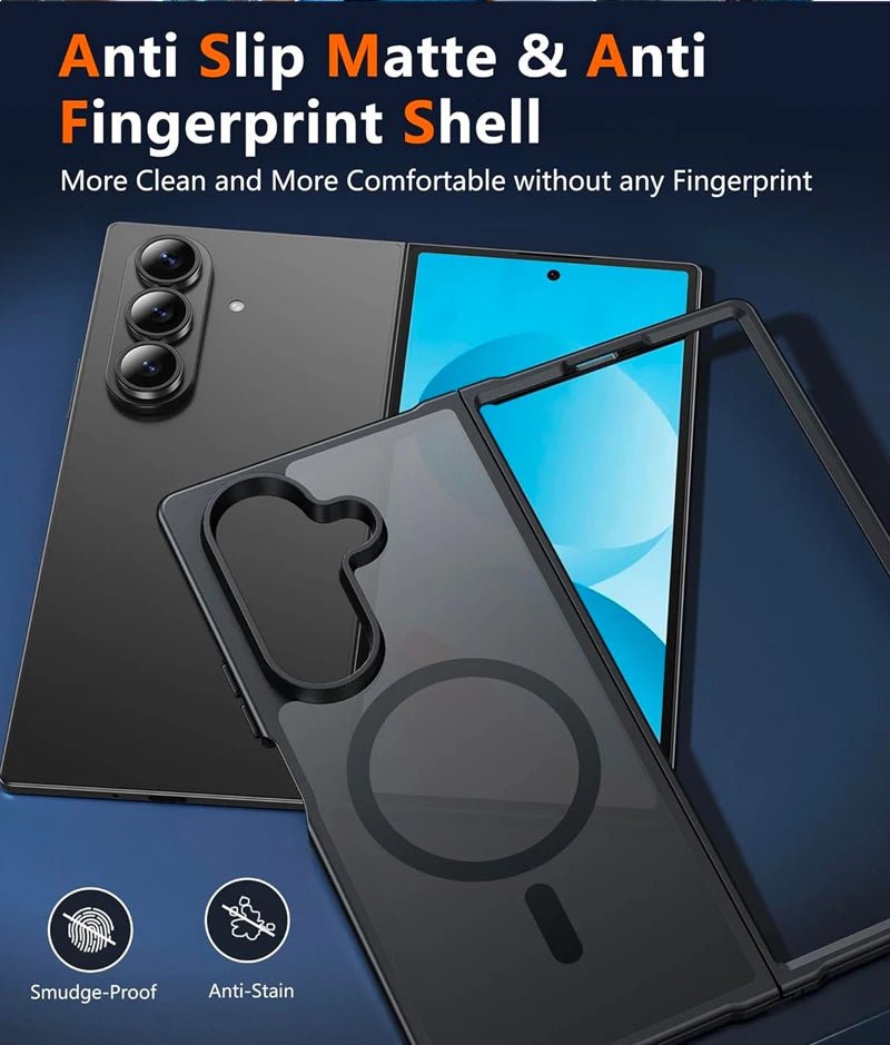 UYUXIO Magnetic Wireless Charging Mobile Phone Case for Samsung Galaxy Z Fold 7 Cases Slim Rugged Translucent Cover with Magnet - The Shack