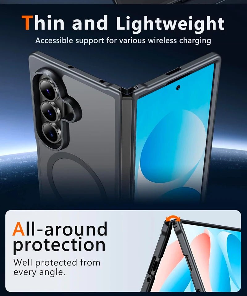 UYUXIO Magnetic Wireless Charging Mobile Phone Case for Samsung Galaxy Z Fold 7 Cases Slim Rugged Translucent Cover with Magnet - The Shack