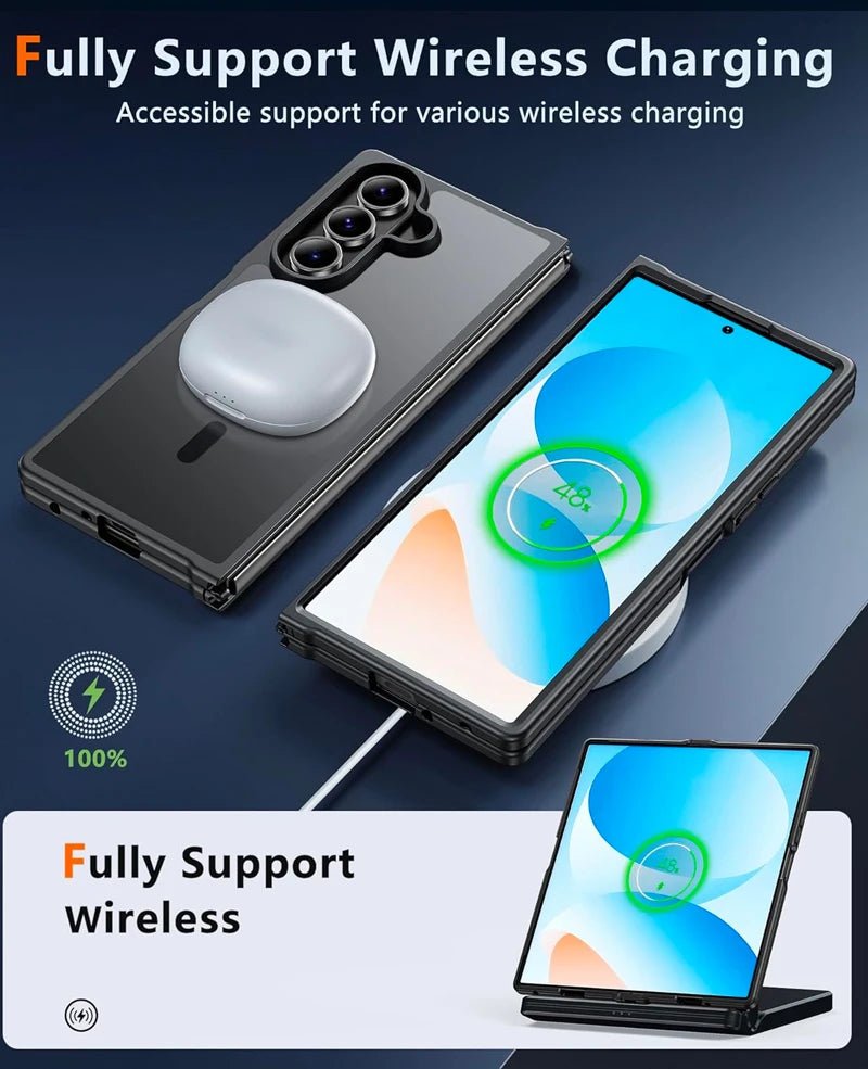 UYUXIO Magnetic Wireless Charging Mobile Phone Case for Samsung Galaxy Z Fold 7 Cases Slim Rugged Translucent Cover with Magnet - The Shack