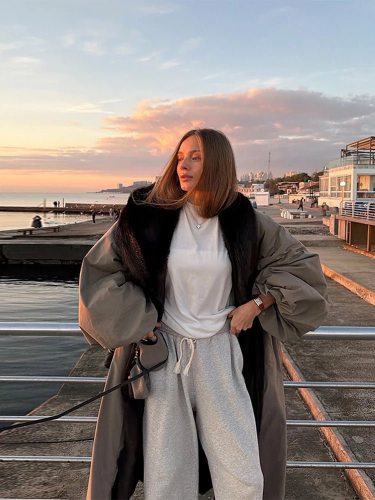Women's Fashion Faux Fur Belt Long Warm Jacket Eye - catching Mature Comfortable Clothing 2025 Winter Autumn Chic Lady Outfit - The Shack