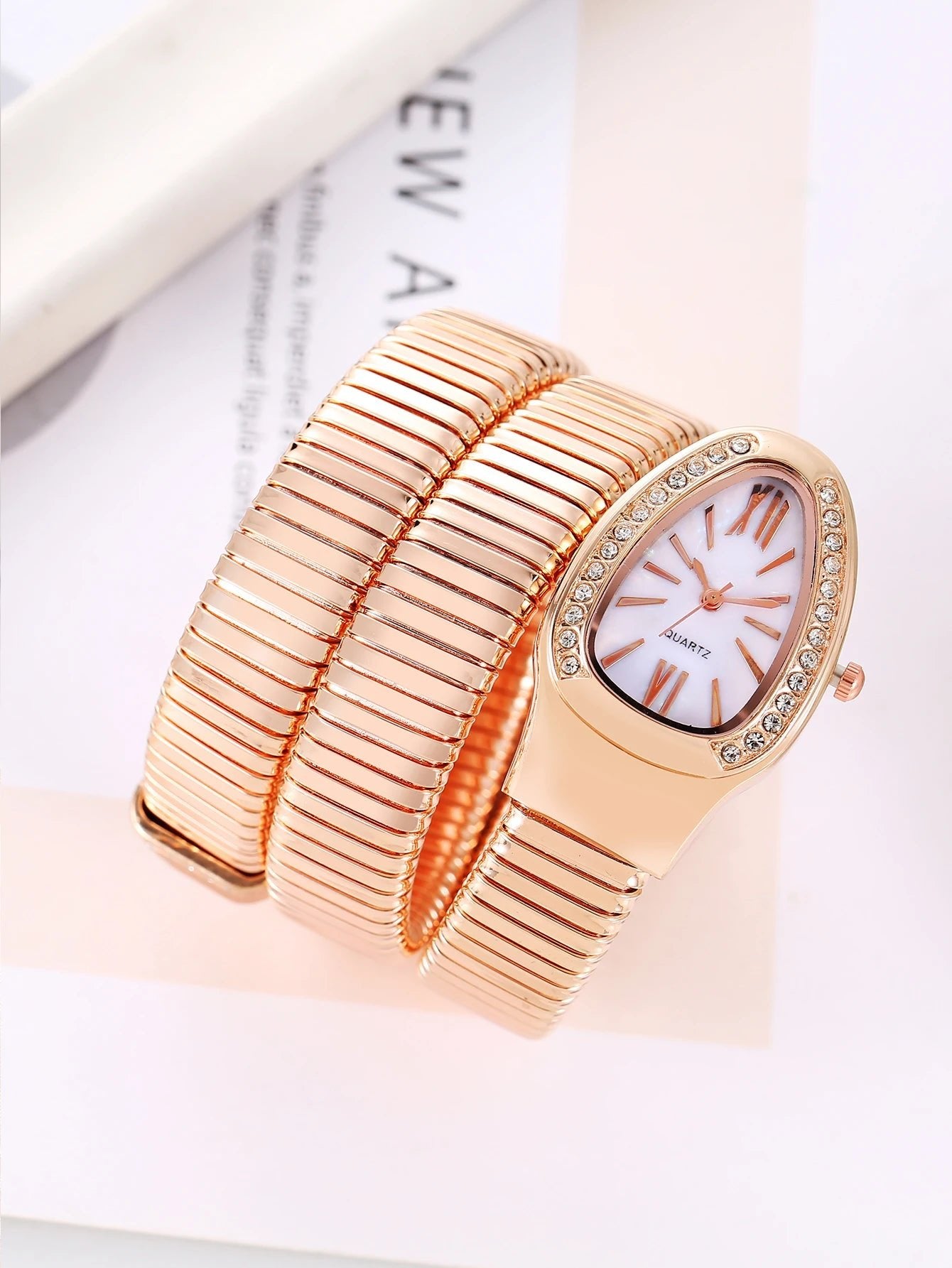 1 piece diamond studded elastic winding snake shaped exquisite wristwatch - The Shack