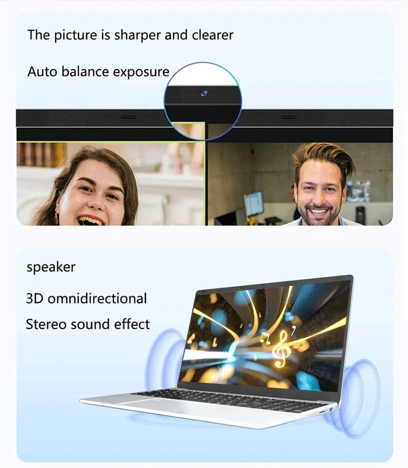 2025 laptop 15.6 Inch Laptop Windows 11 Intel Core i7 8500Y 16GB RAM 1TB SSD Fingerprint Unlock Study Office Pc Laptops - The Shack