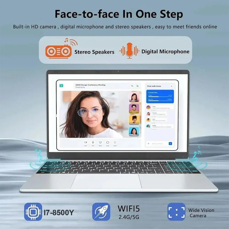 2025 laptop 15.6 Inch Laptop Windows 11 Intel Core i7 8500Y 16GB RAM 1TB SSD Fingerprint Unlock Study Office Pc Laptops - The Shack