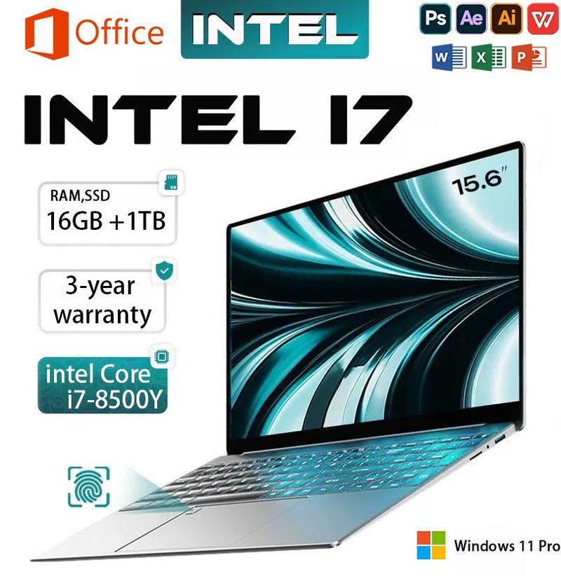 2025 laptop 15.6 Inch Laptop Windows 11 Intel Core i7 8500Y 16GB RAM 1TB SSD Fingerprint Unlock Study Office Pc Laptops - The Shack