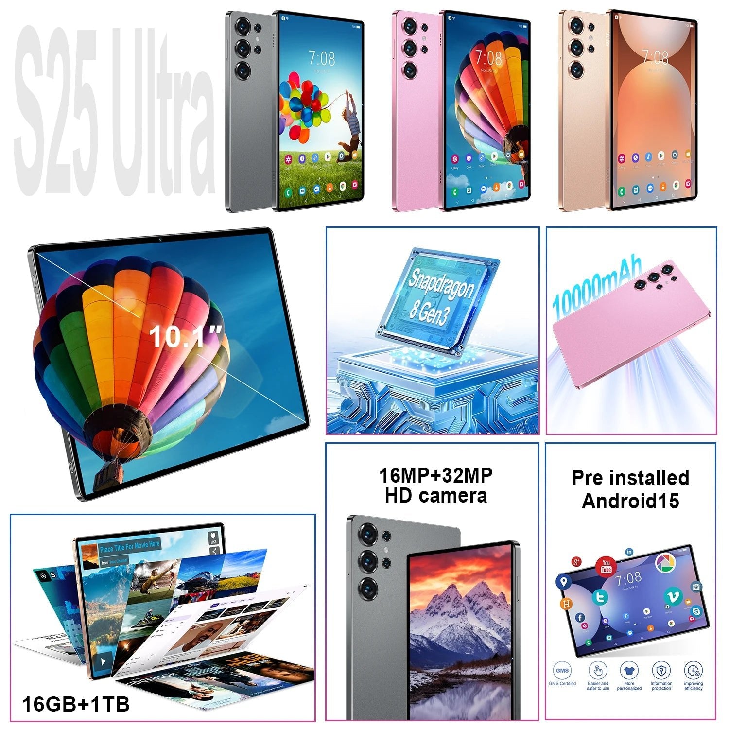 2025 Original S25 UItra Tablet Android 15 Tablette 10.1inch Tablet PC 22GB+2T 5G Dual SIM Card 10000mAh Snapdragon 8 Gen3 Tab - The Shack