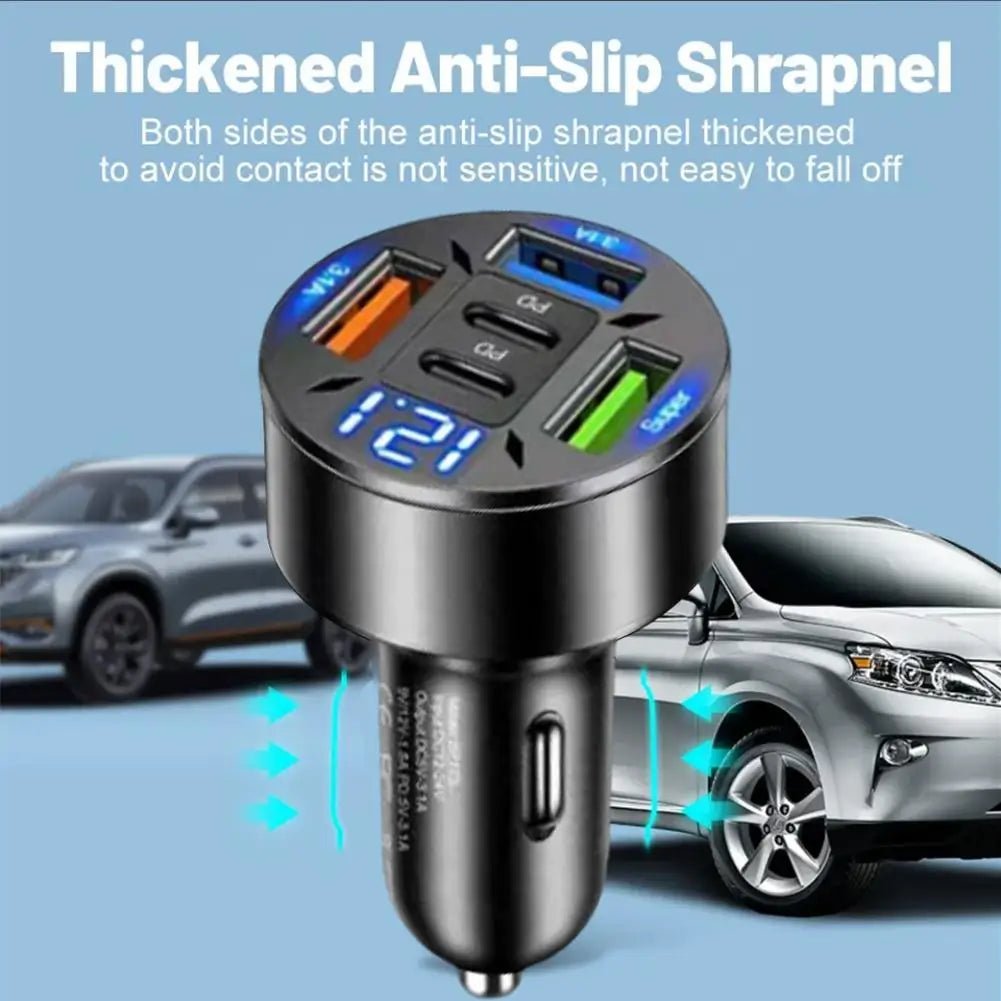 250W 5 Ports Car Charger Fast Charging PD QC3.0 USB C Car Phone Charger Type C Adapter In Car For IPhone - The Shack