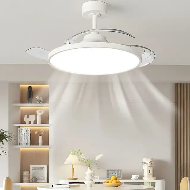 48W Fan Light 52CM Electric Fan Silent Retractable Blade Suitable For E27 Base With Remote Control Room Lighting - The Shack