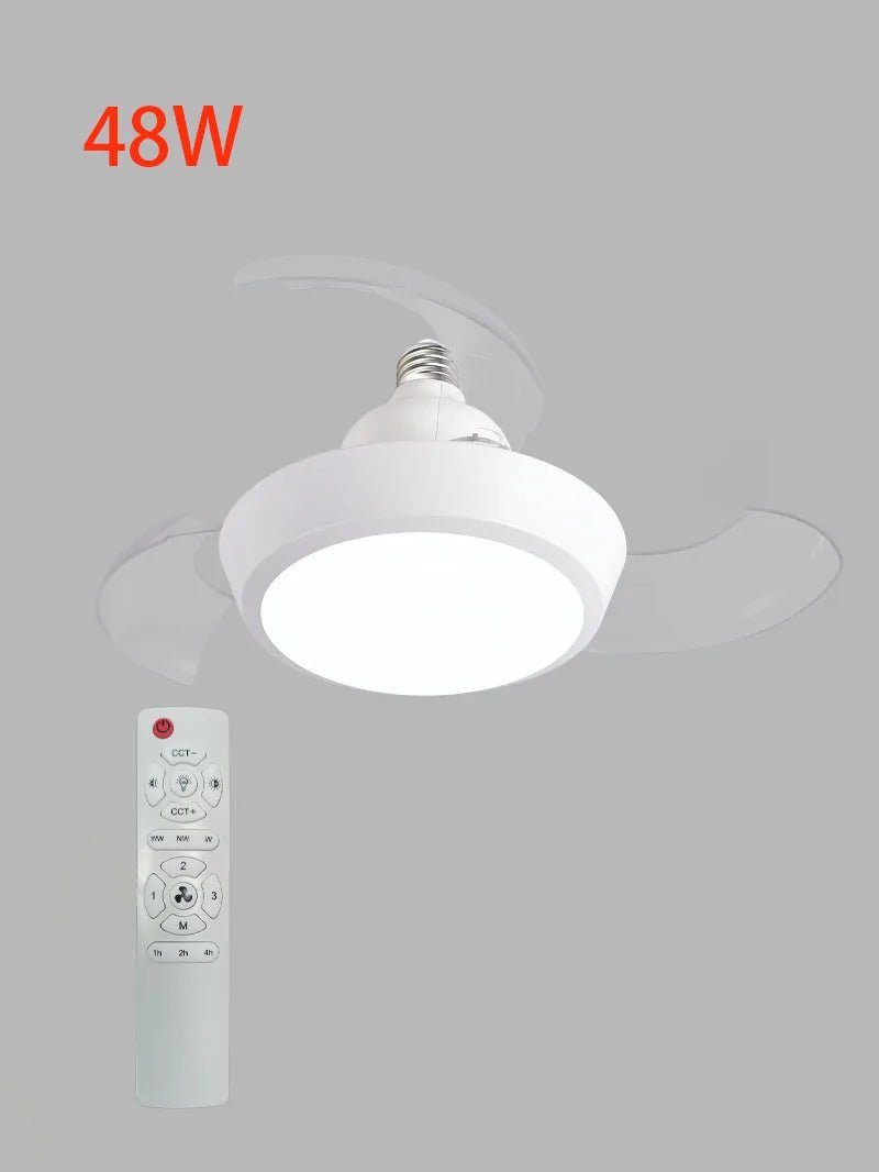 48W Fan Light 52CM Electric Fan Silent Retractable Blade Suitable For E27 Base With Remote Control Room Lighting - The Shack