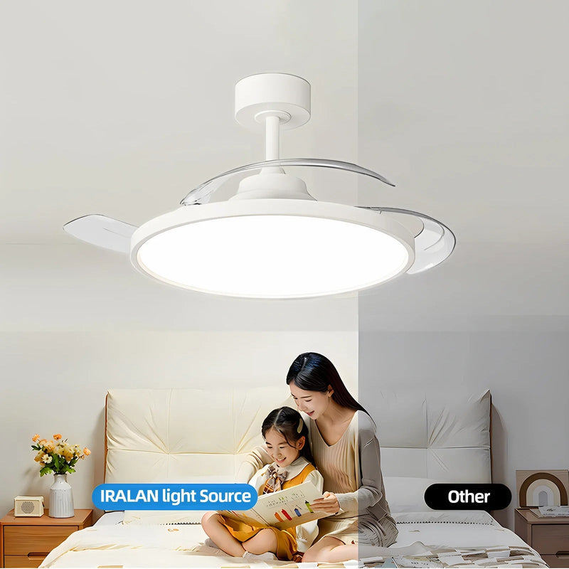 48W Fan Light 52CM Electric Fan Silent Retractable Blade Suitable For E27 Base With Remote Control Room Lighting - The Shack