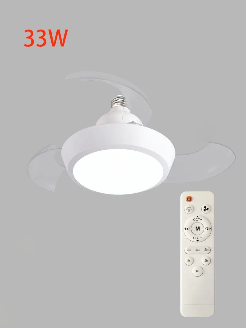 48W Fan Light 52CM Electric Fan Silent Retractable Blade Suitable For E27 Base With Remote Control Room Lighting - The Shack