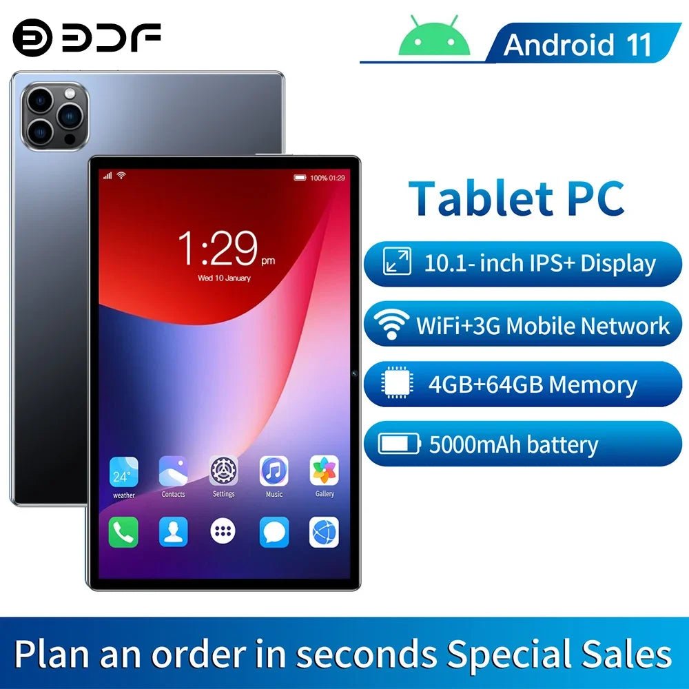 Android 10.1 Inch Tablet Pc Google Play Octa Core Dual Cameras Dual SIM 3G Phone Call Tablets Bluetooth Wifi 4GB+ 64GB ROM - The Shack