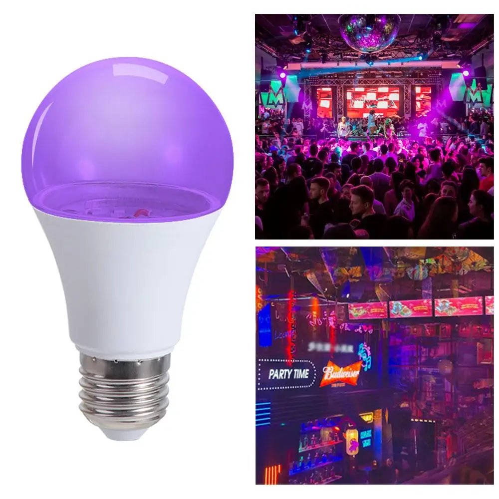 Blacklight Ultraviolet Lamp UV Purple Bulb 360 Glow Atmosphere UV Light Bulbs E27 10W Purple Black Light Bulb Bar Decoration - The Shack
