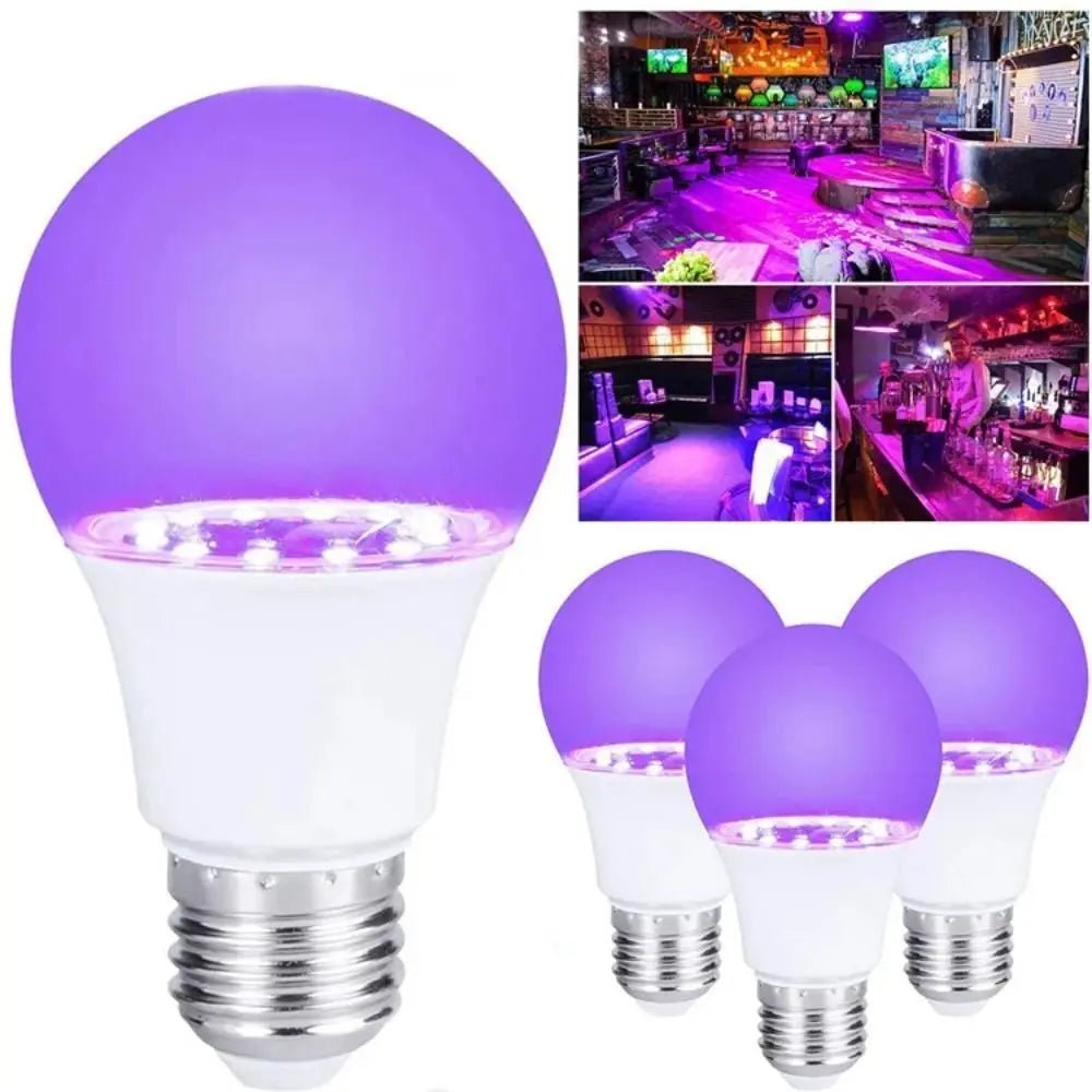 Blacklight Ultraviolet Lamp UV Purple Bulb 360 Glow Atmosphere UV Light Bulbs E27 10W Purple Black Light Bulb Bar Decoration - The Shack