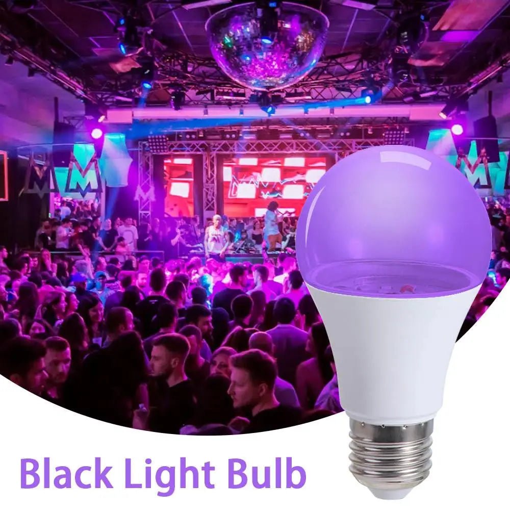 Blacklight Ultraviolet Lamp UV Purple Bulb 360 Glow Atmosphere UV Light Bulbs E27 10W Purple Black Light Bulb Bar Decoration - The Shack