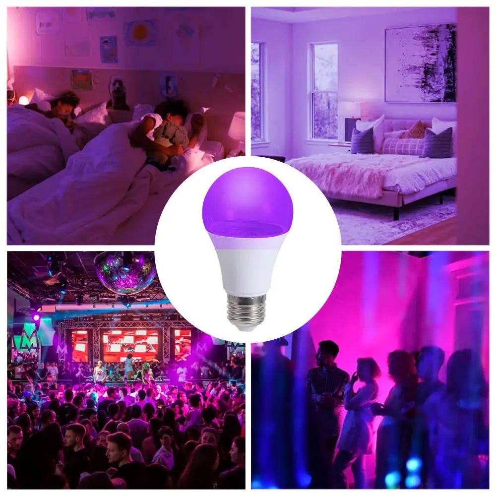Blacklight Ultraviolet Lamp UV Purple Bulb 360 Glow Atmosphere UV Light Bulbs E27 10W Purple Black Light Bulb Bar Decoration - The Shack