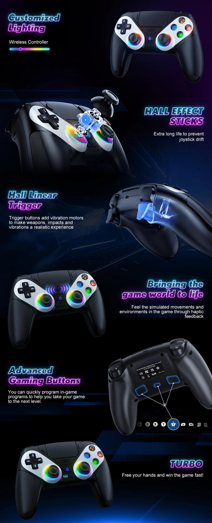 Bluetooth Gamepad For Playstation 5 Wireless Controller PS5 Console Gaming Controller With Turbo Dual Sense Vibrate Programming - The Shack