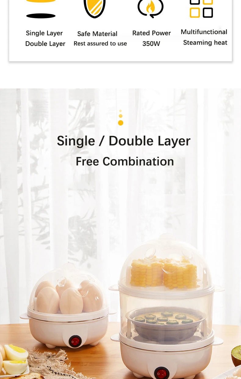 Electric Eggs Cooker, Rapid Multifunctional Mini Eggs Cooker Boiler For Poached Eggs, Scrambled Eggs, Omelets, Auto Shut - The Shack