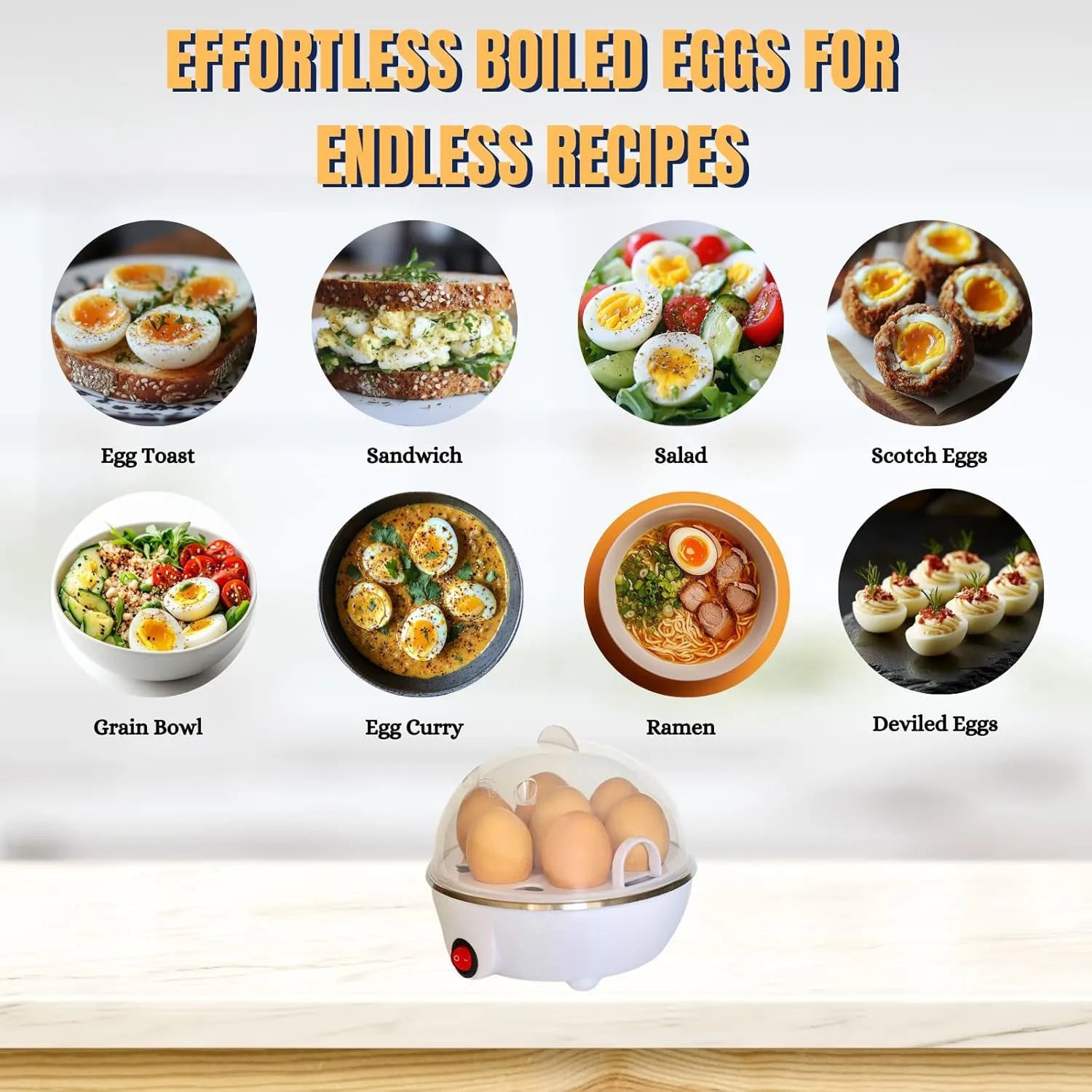 Electric Eggs Cooker, Rapid Multifunctional Mini Eggs Cooker Boiler For Poached Eggs, Scrambled Eggs, Omelets, Auto Shut - The Shack