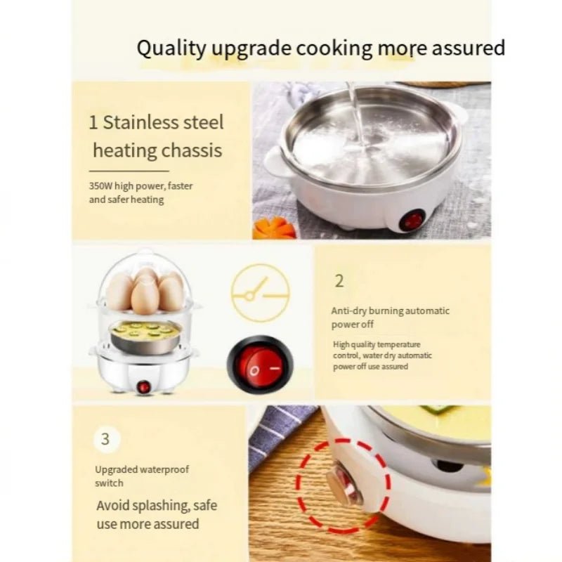 Electric Eggs Cooker, Rapid Multifunctional Mini Eggs Cooker Boiler For Poached Eggs, Scrambled Eggs, Omelets, Auto Shut - The Shack