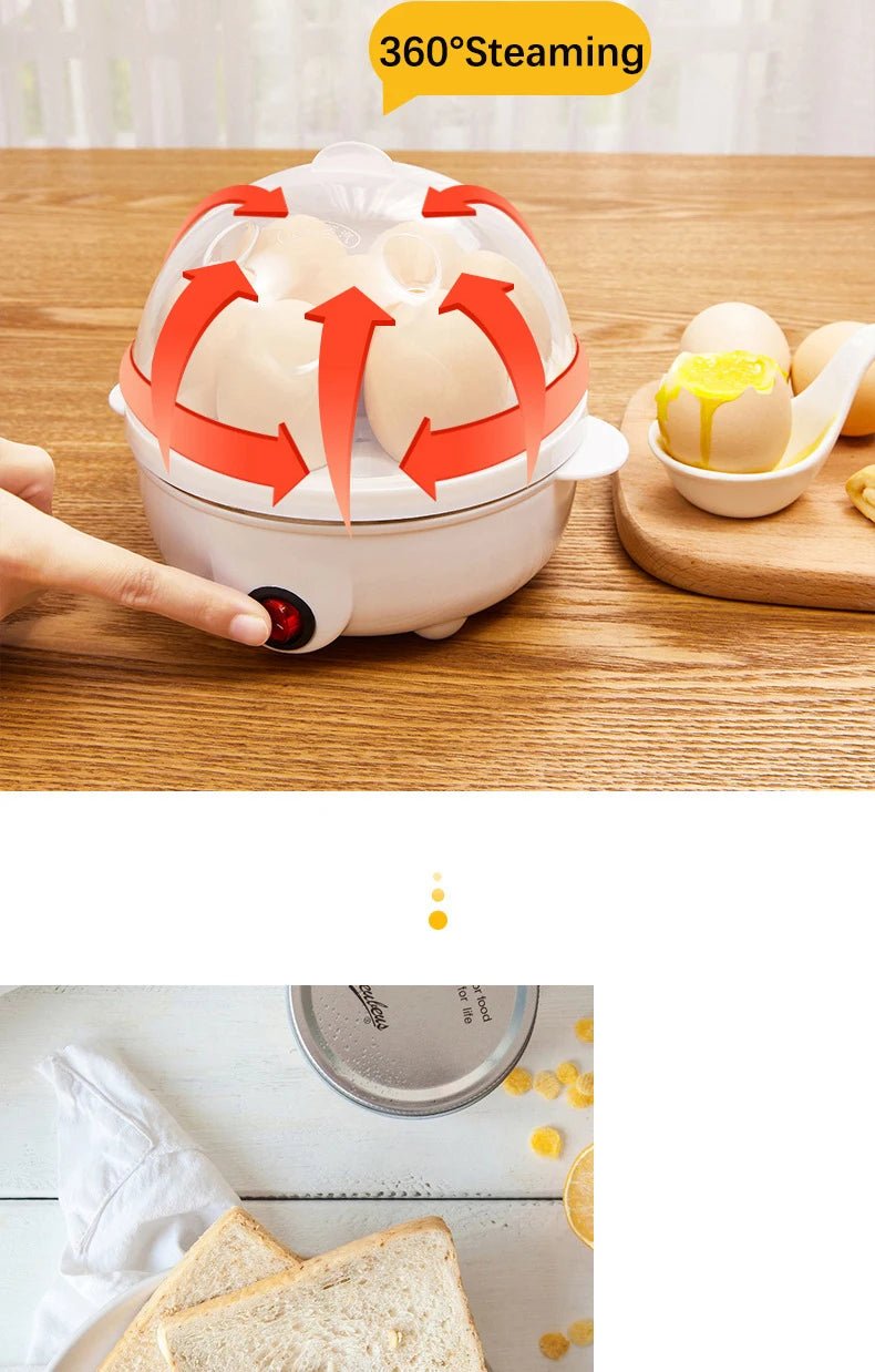 Electric Eggs Cooker, Rapid Multifunctional Mini Eggs Cooker Boiler For Poached Eggs, Scrambled Eggs, Omelets, Auto Shut - The Shack