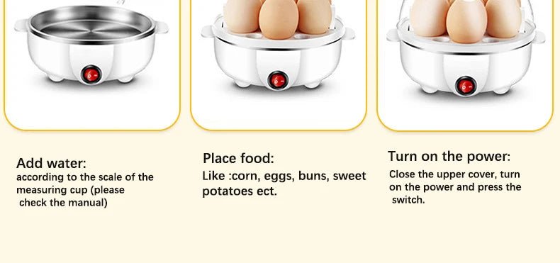 Electric Eggs Cooker, Rapid Multifunctional Mini Eggs Cooker Boiler For Poached Eggs, Scrambled Eggs, Omelets, Auto Shut - The Shack