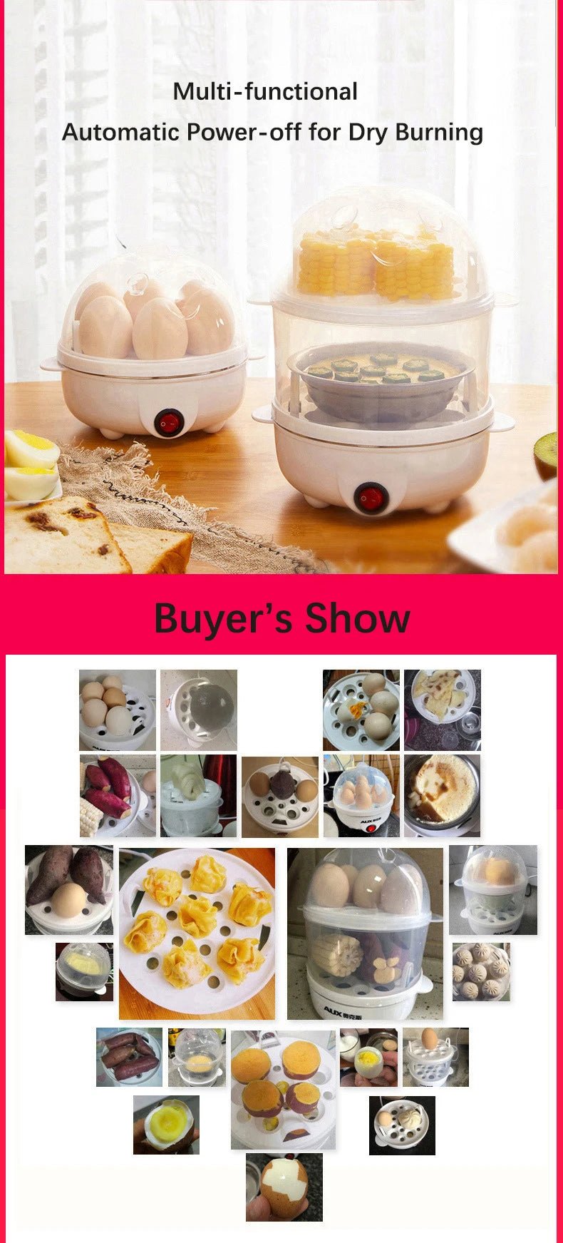 Electric Eggs Cooker, Rapid Multifunctional Mini Eggs Cooker Boiler For Poached Eggs, Scrambled Eggs, Omelets, Auto Shut - The Shack